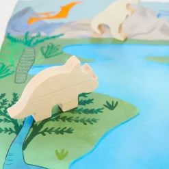 Sarah's Silks Wooden Animals-Complete Wooden Dinosaur Set