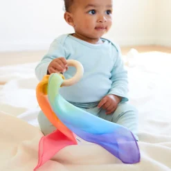 Sarah's Silks Silk & Wood Baby Teethers-Rainbow Baby Teethers
