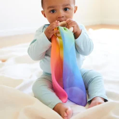 Sarah's Silks Silk & Wood Baby Teethers-Rainbow Baby Teethers