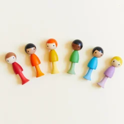 Sarah's Silks Clicques Handmade Wooden Dolls-Rainbow Boys Set