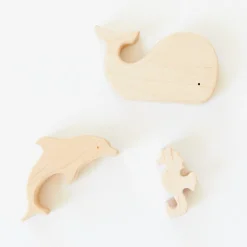 Sarah's Silks Mermaid Party-Wooden Sea Animals Set Of 3