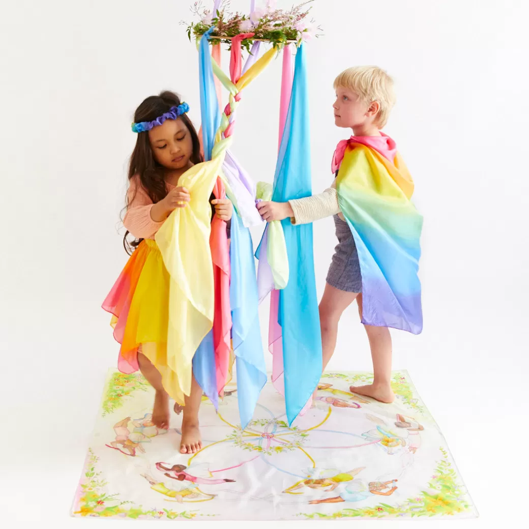 Sarah's Silks Playsilk Sets*Large May Day Playsilk Set Of 8 With May Day Ring