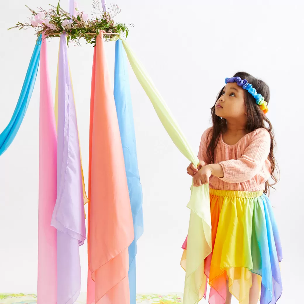 Sarah's Silks Playsilk Sets*Large May Day Playsilk Set Of 8 With May Day Ring